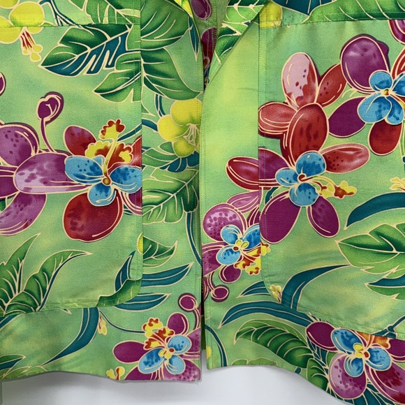 Transitions Silk Shirt Jacket Women S Green Floral Colorful Open Front Collared - Picture 4 of 8